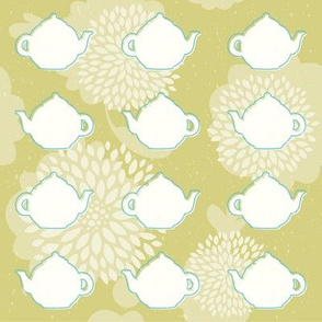 Retro teapot flowers pattern