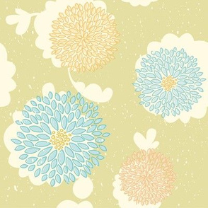 Retro colors flowers pattern