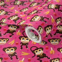 Cute baby girl nursery monkey and banana 