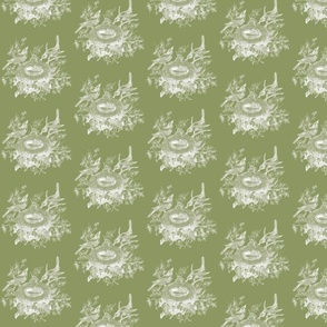 Vintage Birds in Olive | 4" Repeat
