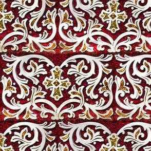 Byzantine mosaic  border - brick  - red