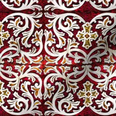 Byzantine mosaic  border - mirrored  - red