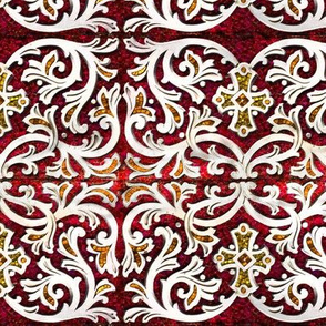 Byzantine mosaic  border - mirrored  - red