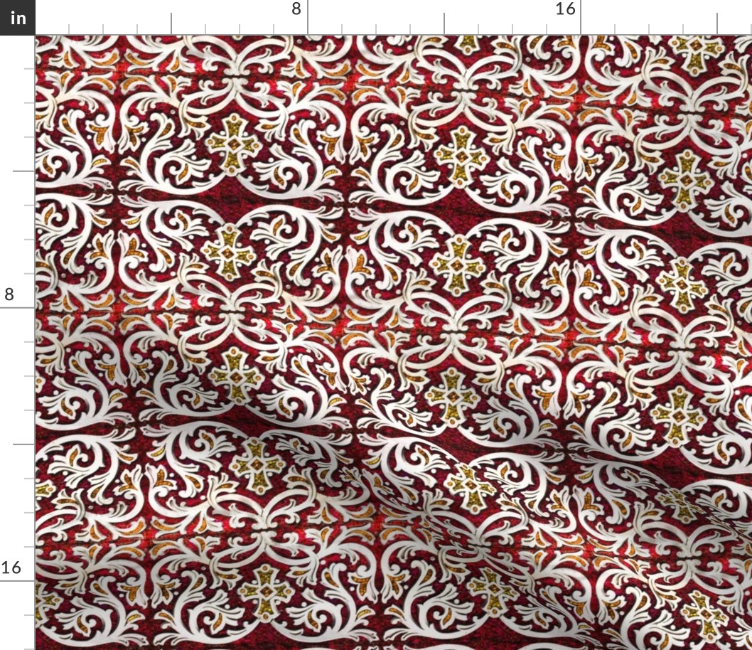 Byzantine mosaic  border - mirrored  - red