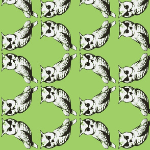 2 owls lime screenprint