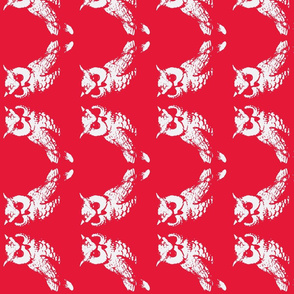 2 owls red screen print 