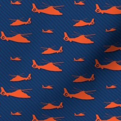 Orange Helicopter with Subtle Navy Stripes