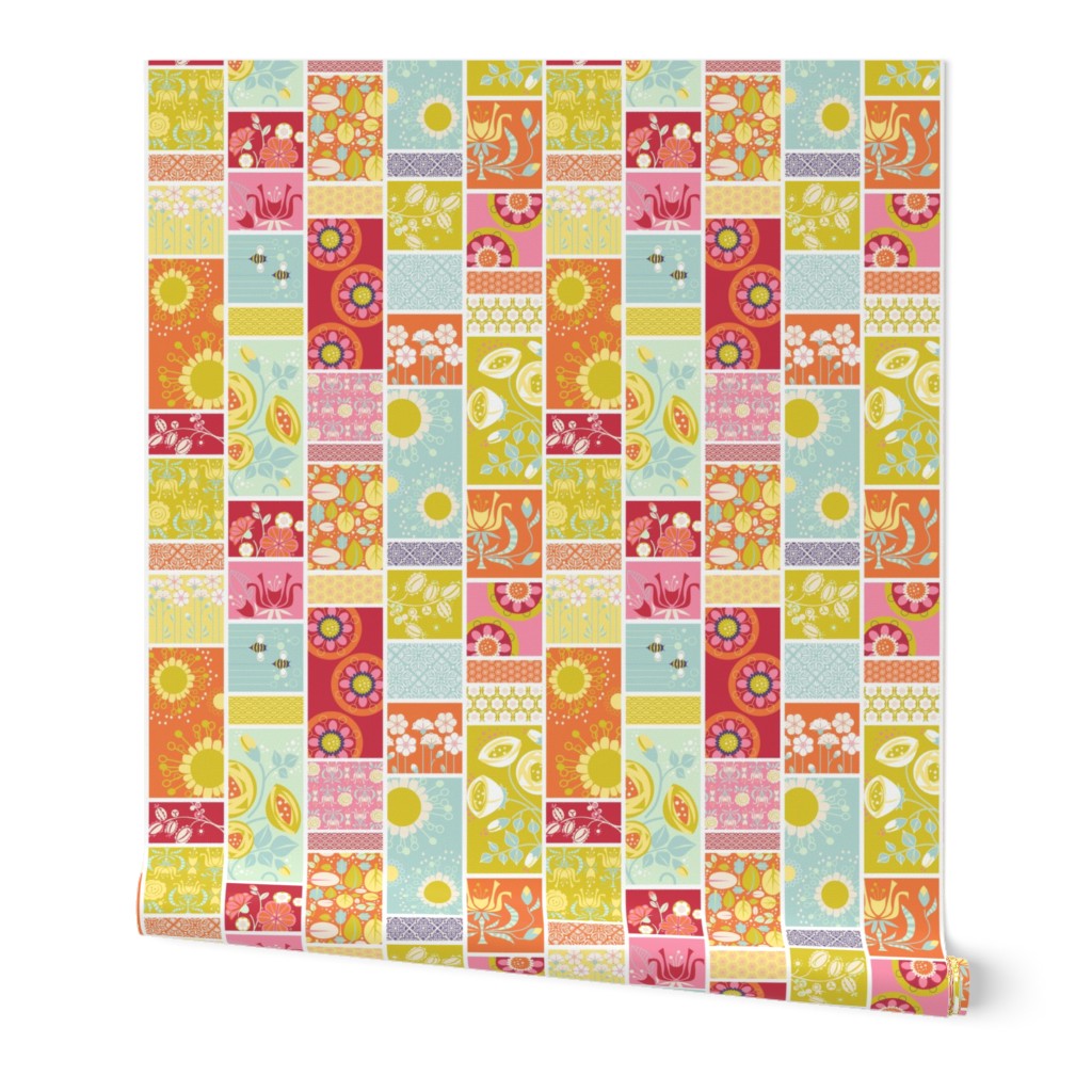 Spring Blooms Cheater Quilt_4InVert