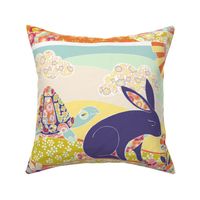Spring Hare Cheater Quilt ( Fat Quarter)
