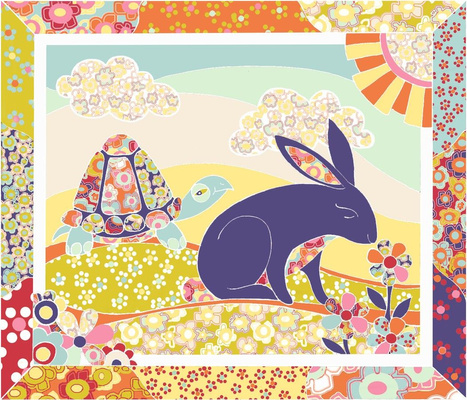 Spring Hare Cheater Quilt ( Fat Quarter)