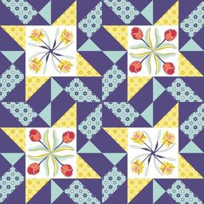 tulips_and_daffodils quilt block_AABB13