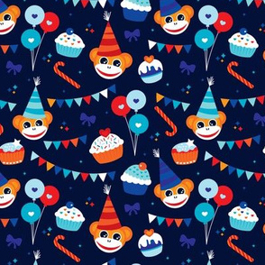 Happy birthday monkey and cupcakes