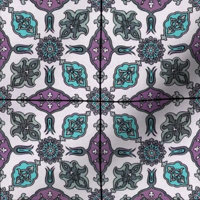 Racinet Moroccan Tile ~ Emerald and Orchid