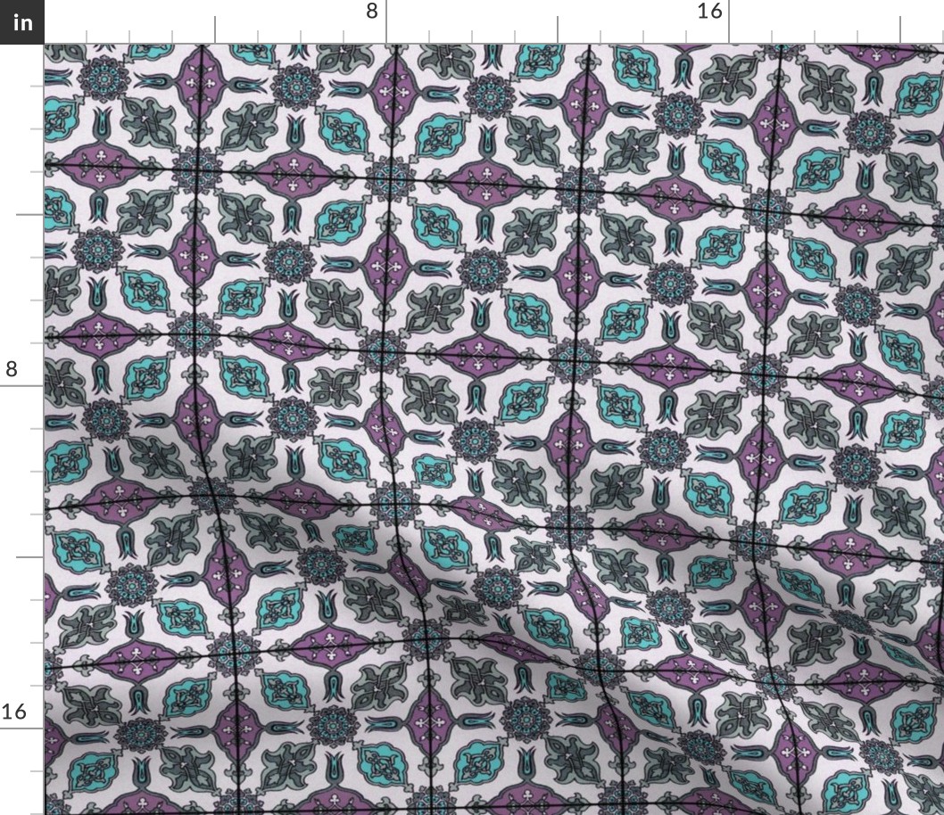 Racinet Moroccan Tile ~ Emerald and Orchid