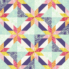 Lotus_Blossom Cheater Quilt Top