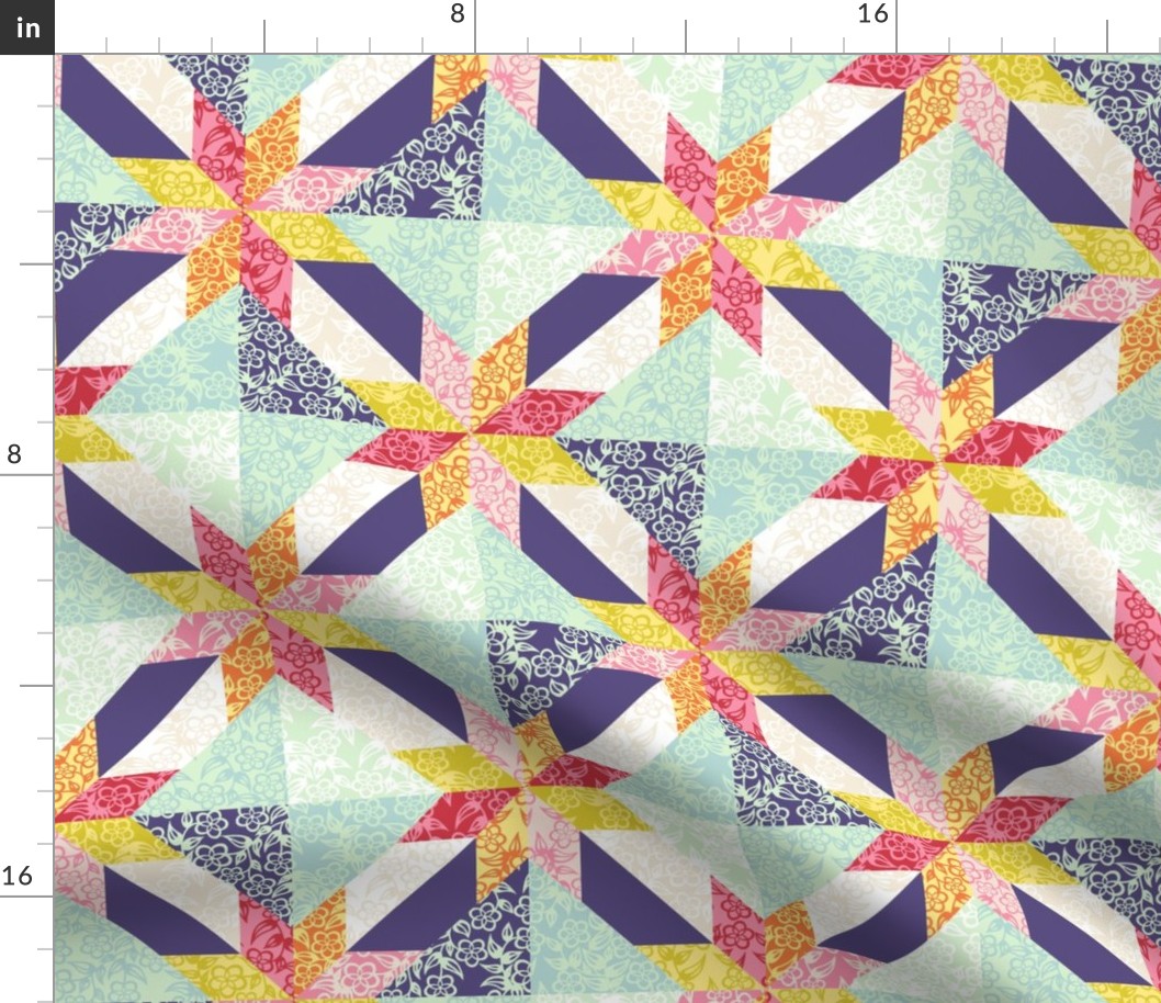 Lotus_Blossom Cheater Quilt Top