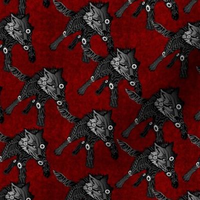 steampunk wolfpack black wolves red texture