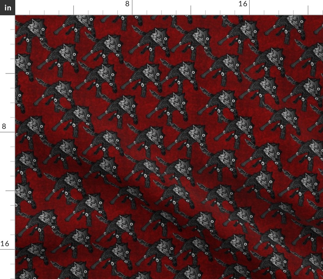 steampunk wolfpack black wolves red texture