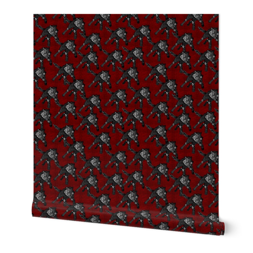 steampunk wolfpack black wolves red texture LARGE