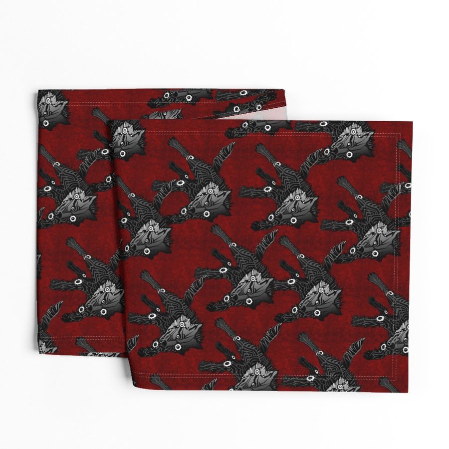 steampunk wolfpack black wolves red texture LARGE