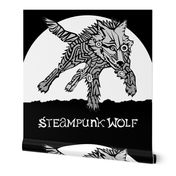 LOGO steampunk wolf GRAY WOLF 2 yards centered