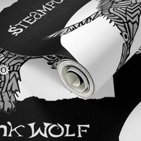 LOGO steampunk wolf GRAY WOLF 1 yards centered