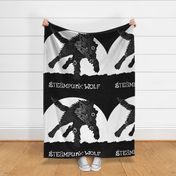 LOGO steampunk wolf BLACK WOLF 1 yard centered