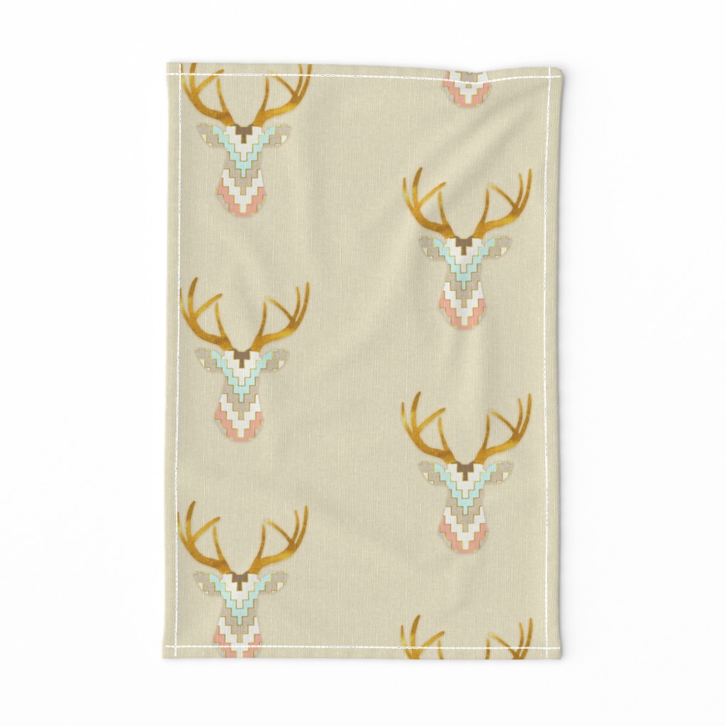 Telluride Deer in Aqua and Coral  