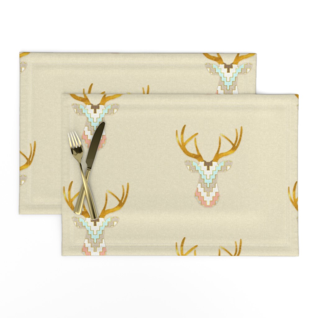 Telluride Deer in Aqua and Coral  