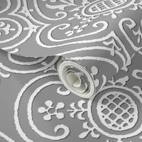 Lace Medallion ~ White on Pewter