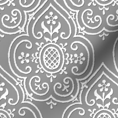 Lace Medallion ~ White on Pewter