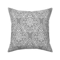 Lace Medallion ~ White on Pewter