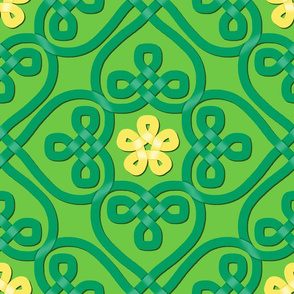 Celtic knot shamrocks with flowers