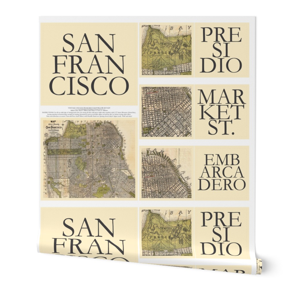 Vintage Map of SF Pillow Kit