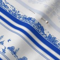 Blue Toile Greyhound Stripes 