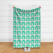 Bohemian Dinosaur | Brachiosaurus on Green  Cheater Quilt Block