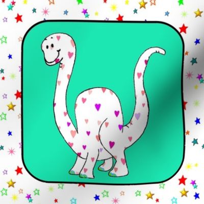 Bohemian Dinosaur | Brachiosaurus on Green  Cheater Quilt Block