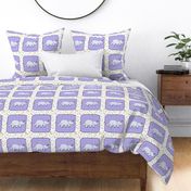 Bohemian Dinosaur |  Triceratops on Purple Starfield Cheater Quilt Block