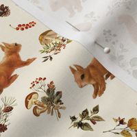 Red Squirrels on Natural Cream // standard