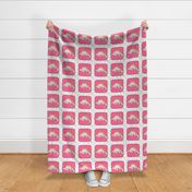 Bohemian Dinosaur | Stegosaurus on Pink and White Colorful Stars Cheater Quilt Block