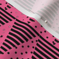 Pink Black Triangle Bunting Pennants, Star Spot Stripe