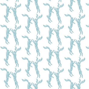 Boxing Hares - Soft Teal