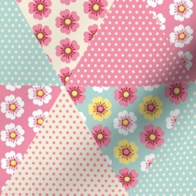 Cute spring flowers cheater quilt