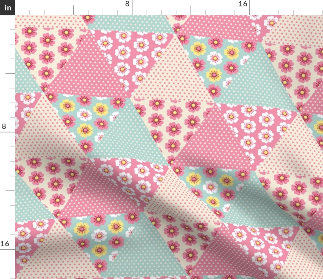 Cute spring flowers cheater quilt