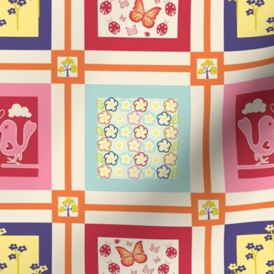 Spring Floral Cheater Quilt Block