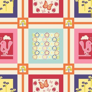 Spring Floral Cheater Quilt Block