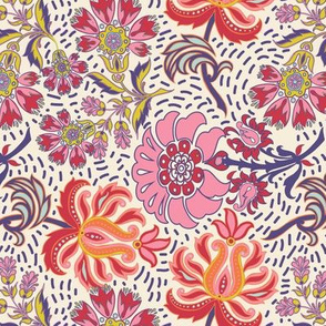Spring Friends Floral Paisley with dots