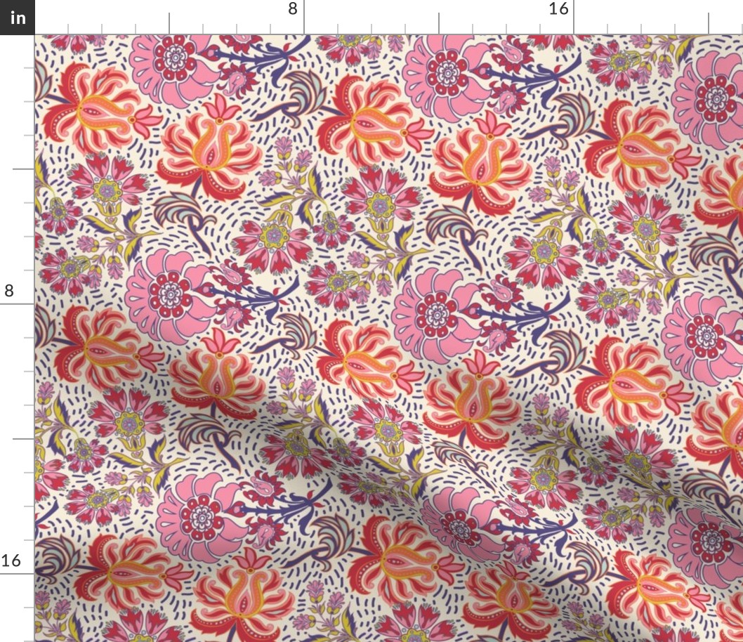 Spring Friends Floral Paisley with dots