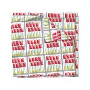 Spring floral cheater quilt block - tulips - bordered