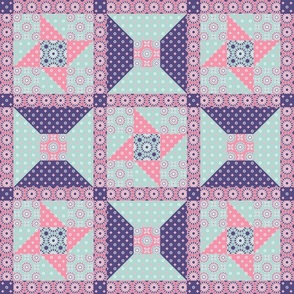 Winding Cotton - Spring Floral Pink Quilt Block